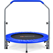 Trampolino pieghevole 101 x 96/105/114/122 cm con corrimano regolabile seduta ergonomica stile moderno acciaio blu 20_0020581