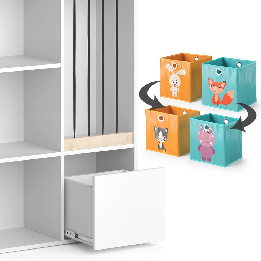 Vicco Libreria bambini Bianco 29.2 x 107.8 cm con 2 scatole pieghevoli opt.1