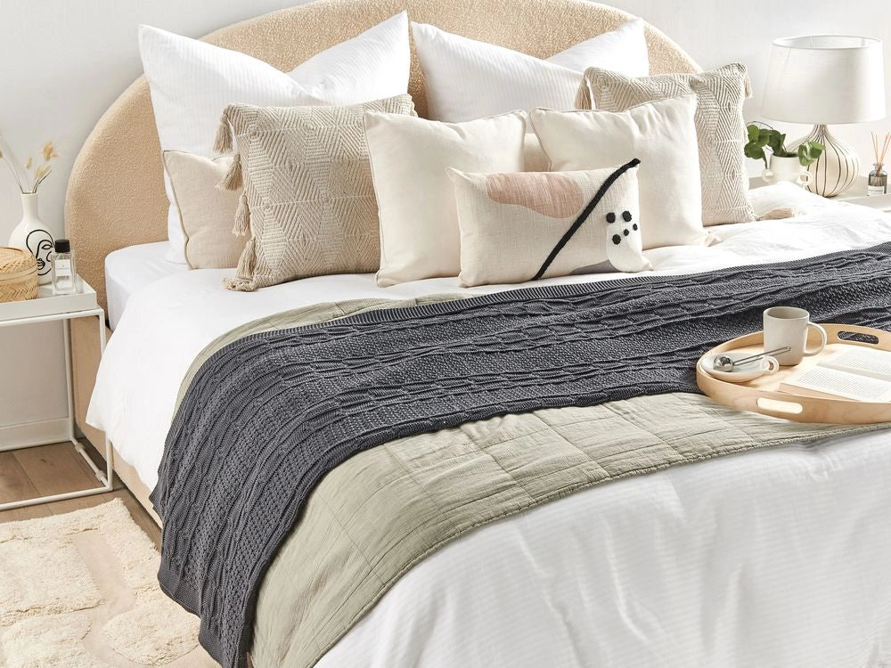 Coperta Copriletto plaid in cotone grigio 140 x 170 cm moderno