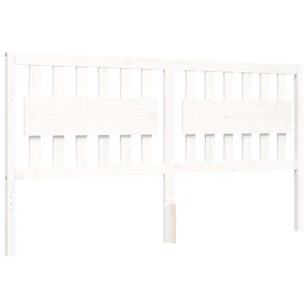 Giroletto Testiera Bianco Super King Size-Struttura Letto in Legno Massello 440258