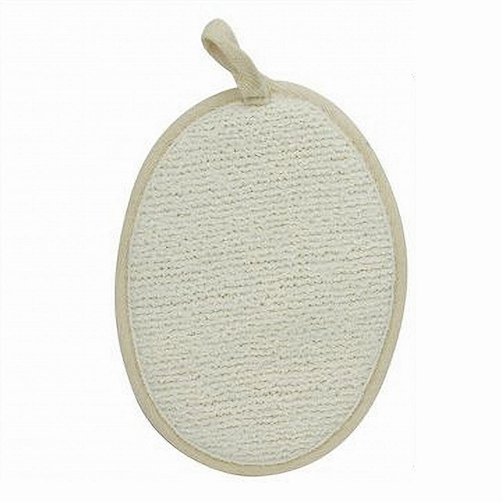 Trade Shop - Spugna Per Doccia Bagno Esfoliante Cura Pelle Corpo 13 X 18 Cm Beige Ovale 79645 -
