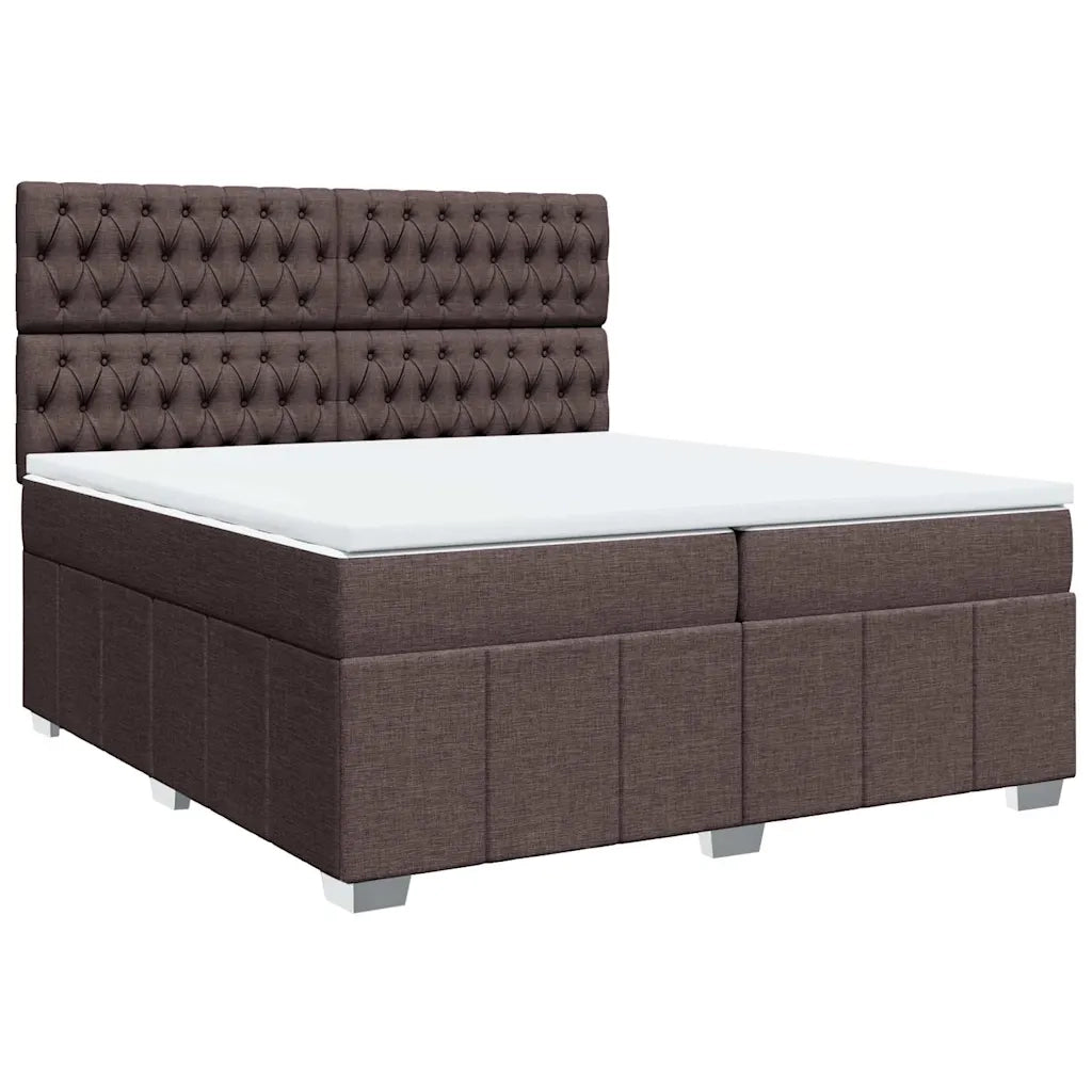 Giroletto a Molle con Materasso Marrone Scuro 200x200cm Tessuto