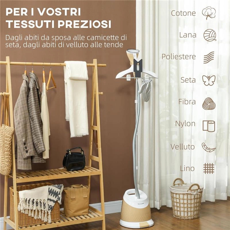 FERRO DA STIRO VERTICALE A VAPORE 1800W CON SERBATOIO 1.8L ALTEZZA REGOLABILE 32X32X32 CM E ACCESSORI ORO