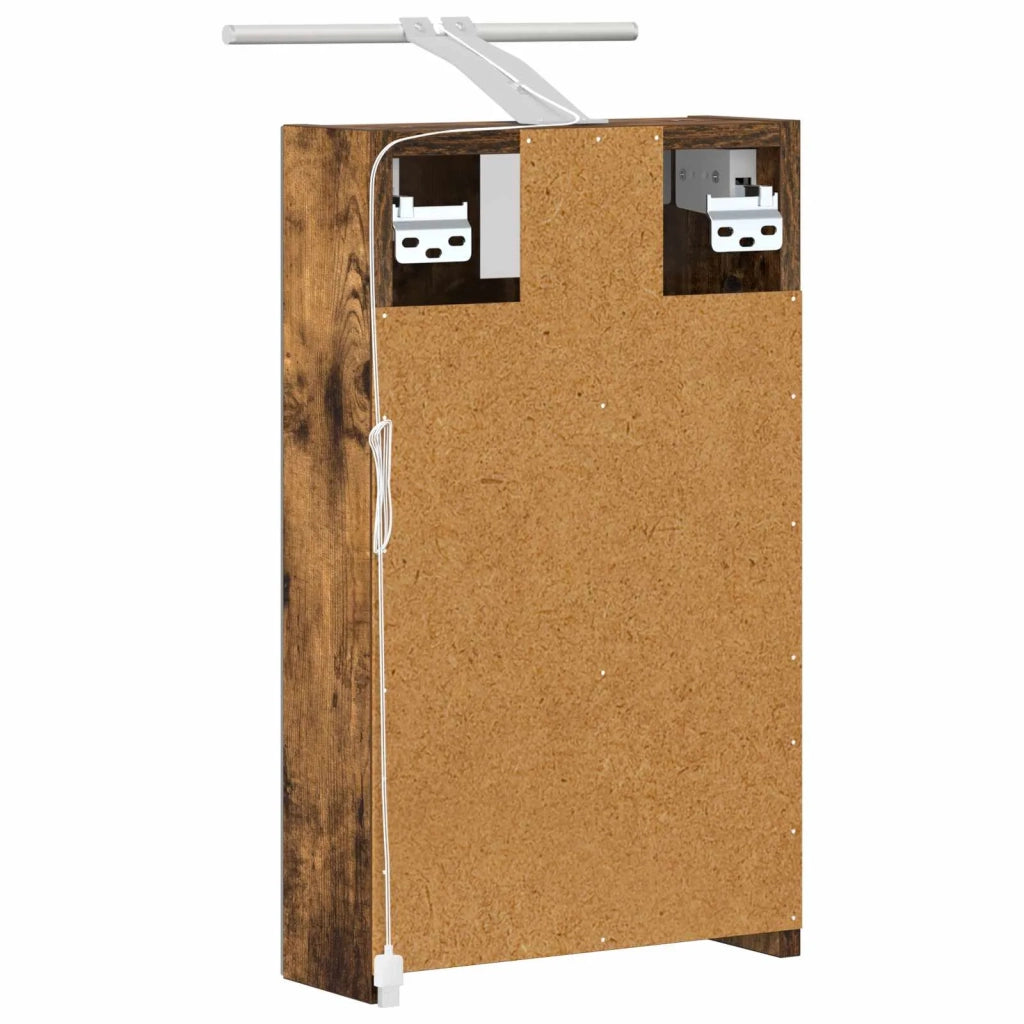 Mobiletto per specchio da bagno Rovere fumé 30 x 10,5 x 50 cm