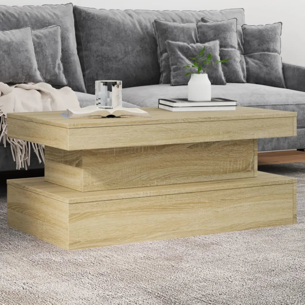 Tavolino da salotto | Tavolino da caff¨¨ | Tavolino da Soggiorno con Luci LED Rovere Sonoma 90x50x40 cm