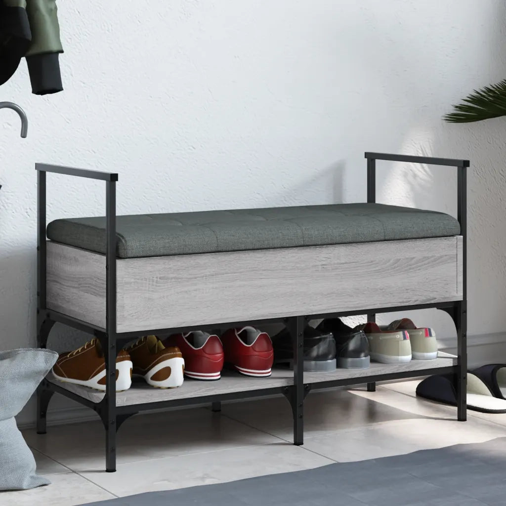 Panca Porta Scarpe-Sgabello-Panca Scarpiera Grigio Sonoma 85,5x42x57,5 cm