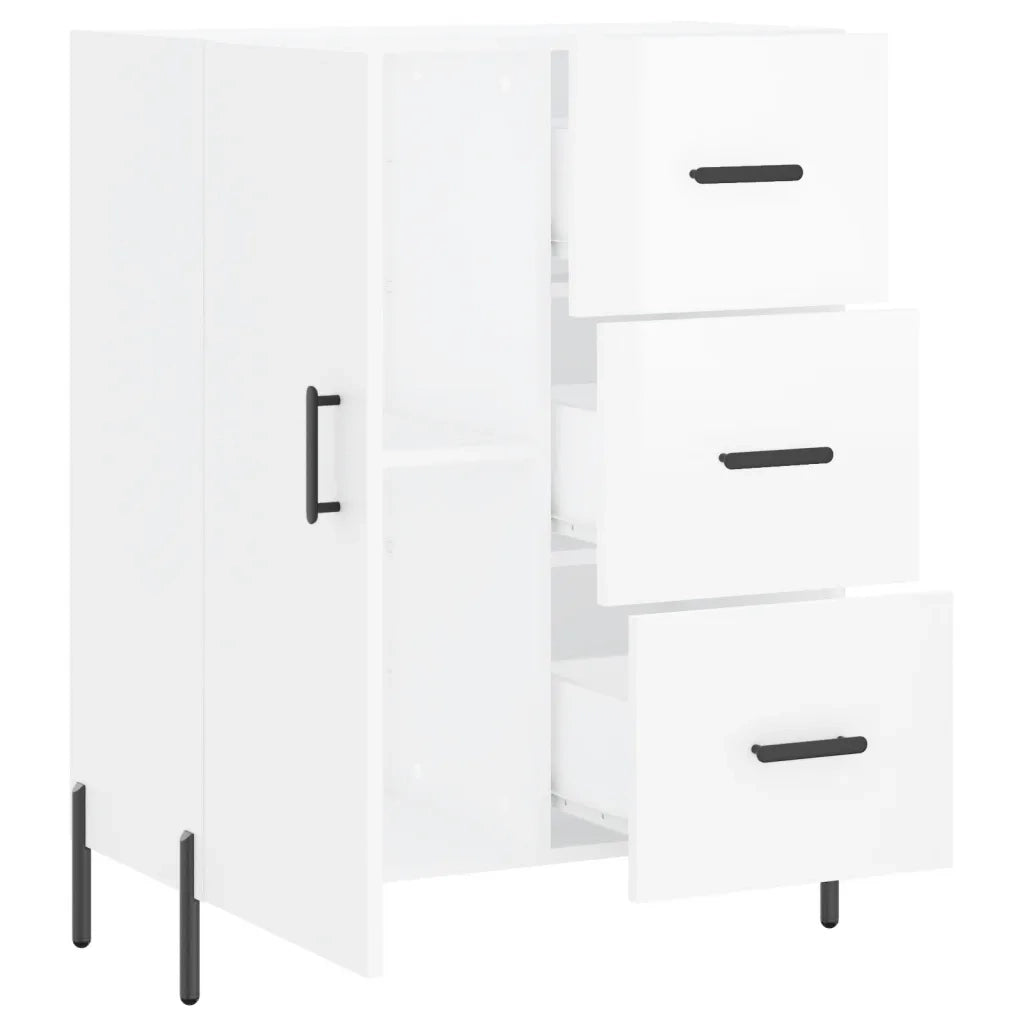Credenza | Madia | Buffet da pranzo | Armadio da pranzo 69,5x34x90 cm in Legno Multistrato Bianco Lucido