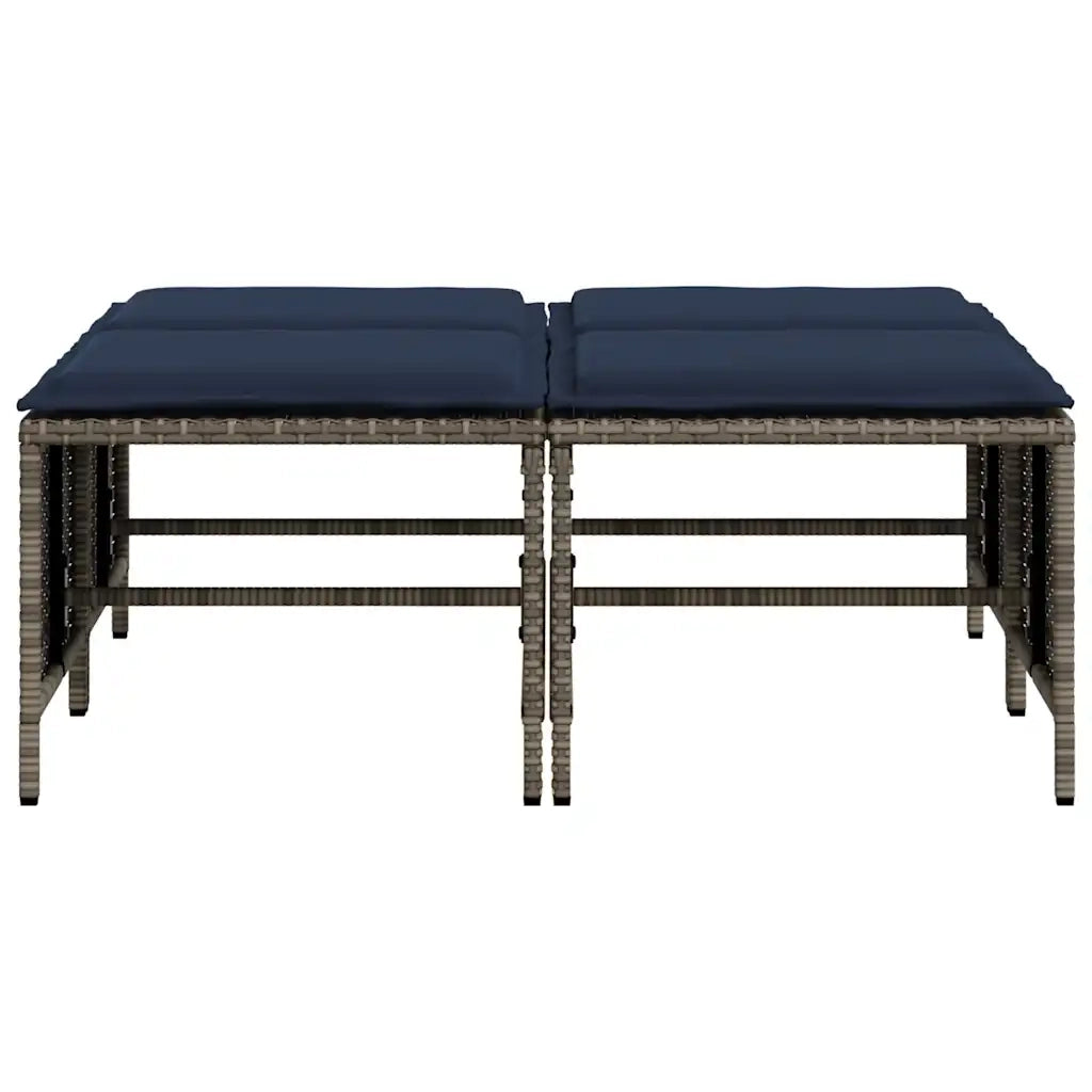 Sgabelli da giardino con Cuscini 4 pz in Polyrattan Grigio 368369