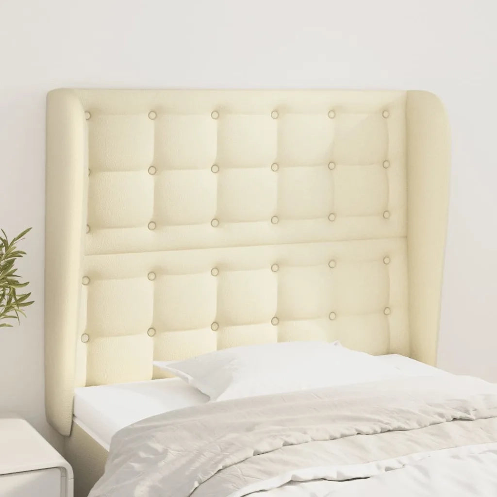 Testiera | Testata ad Orecchio Crema 83x23x118/128 cm in Similpelle