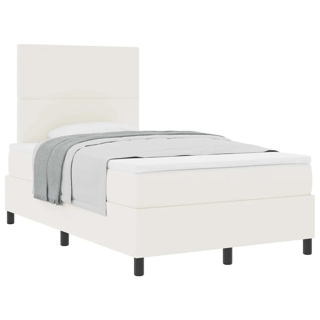 Letto a molle Crema e Bianco 120 x 190 cm Tessuto in Cords 3337549