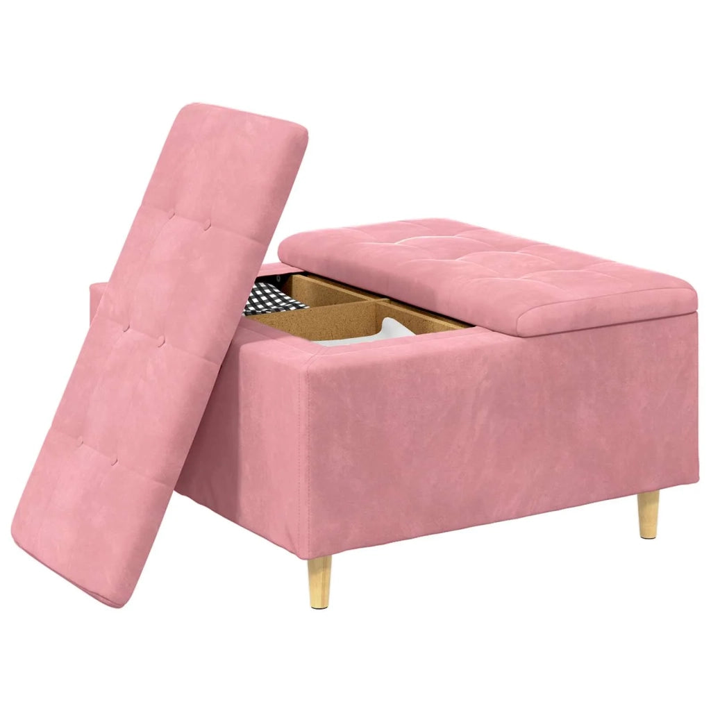 Pouf contenitore con cuscino Rosa 80 x 80 x 45 cm Velluto