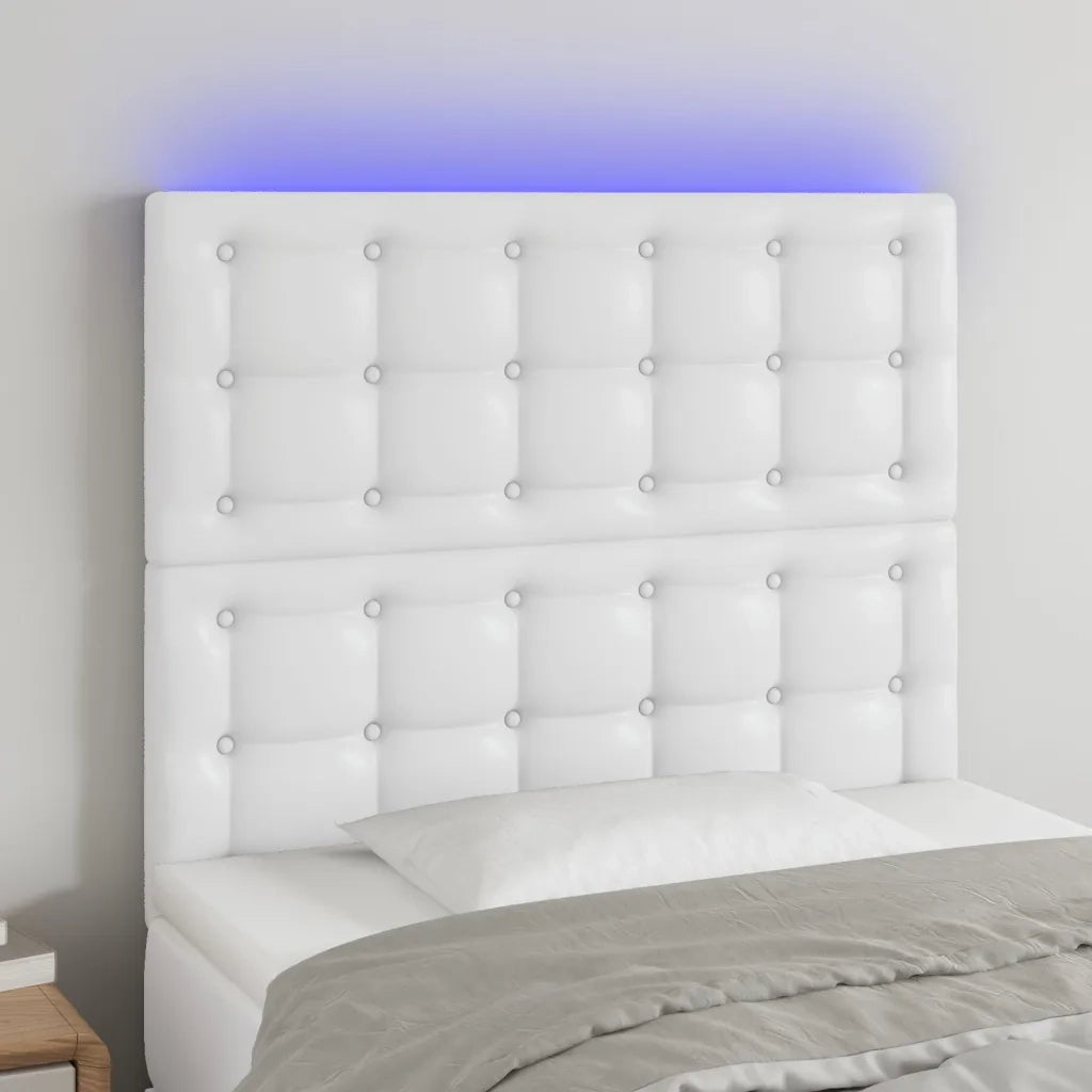Testiera | Testata a LED Bianco 100x5x118/128 cm in Similpelle