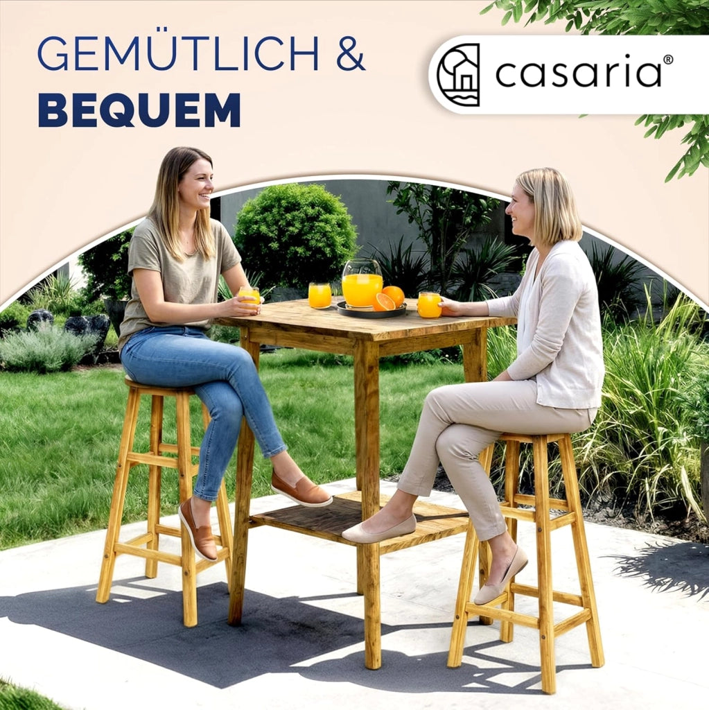 ® Set di 2 Sgabelli da Bar in Legno D'acacia Altezza 75cm Design Rustico Sedia da Cucina Sgabello Tondo Bancone Poggiapiedi