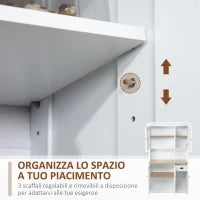 Mobile Dispensa Cucina in Legno con Armadietti e Cassetto Stile Country, 101x39x180cm, Bianco