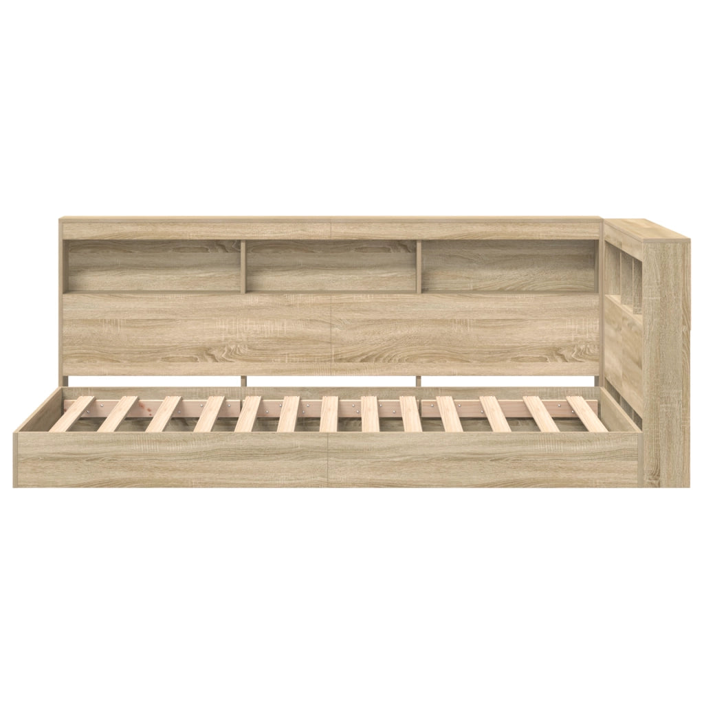 Letto con Scaffale Rovere Sonoma 100x200 cm Legno Ingegnerizzato