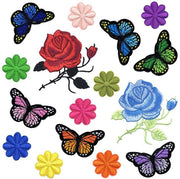 16 modelli di fiori decorativi con motivi a mano con filo da applicare su abiti, gonne, cappelli, jeans, ecc.