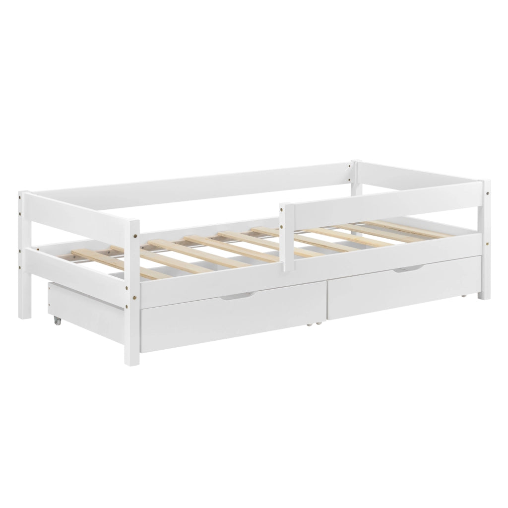Struttura Letto Borgarnes per Bambini Ragazzi 200 x 90 cm in Legno di Pino - Bianco [en.casa]