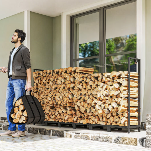 Legnaia Regolabile 235x31x116 cm con Telo Impermeabile e Catene in Acciaio Nero