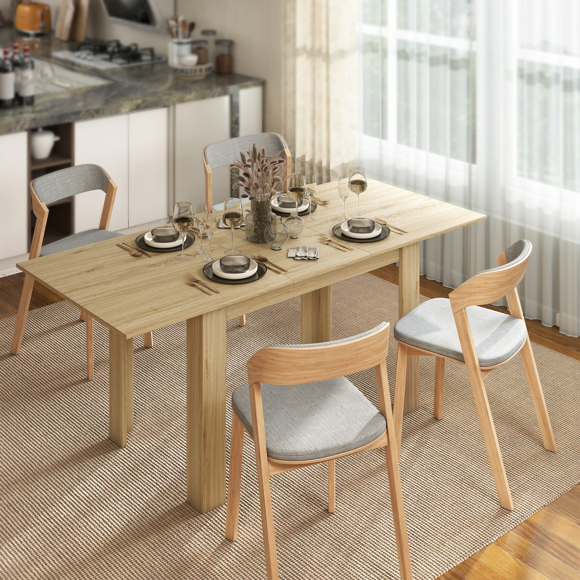 Tavolo Allungabile da Pranzo 140-180x80x75 cm per 6-8 Persone in MDF Color Legno