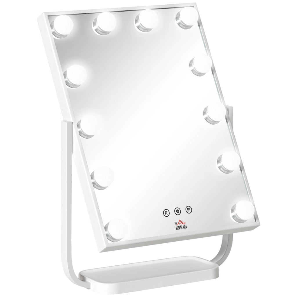 Specchio da trucco con luci LED ¨C zephmum ¨C 32,8x11x47,4 cm bianco