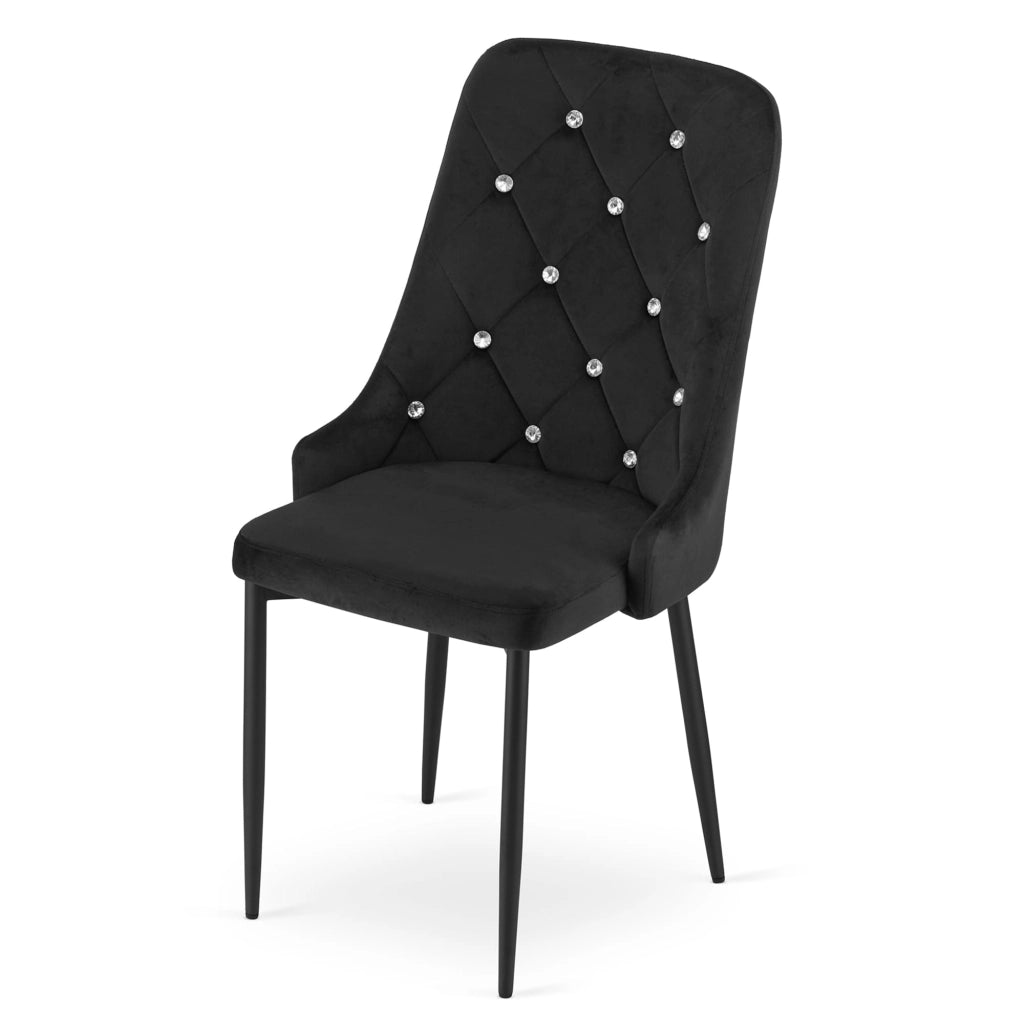 Sedia Valora REMI in velluto nero con gambe in metallo x4