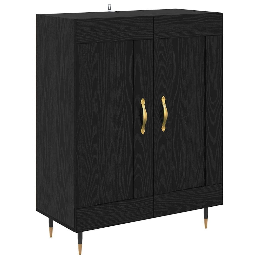 Credenza 2 pcs Rovere Nero Legno multistrato