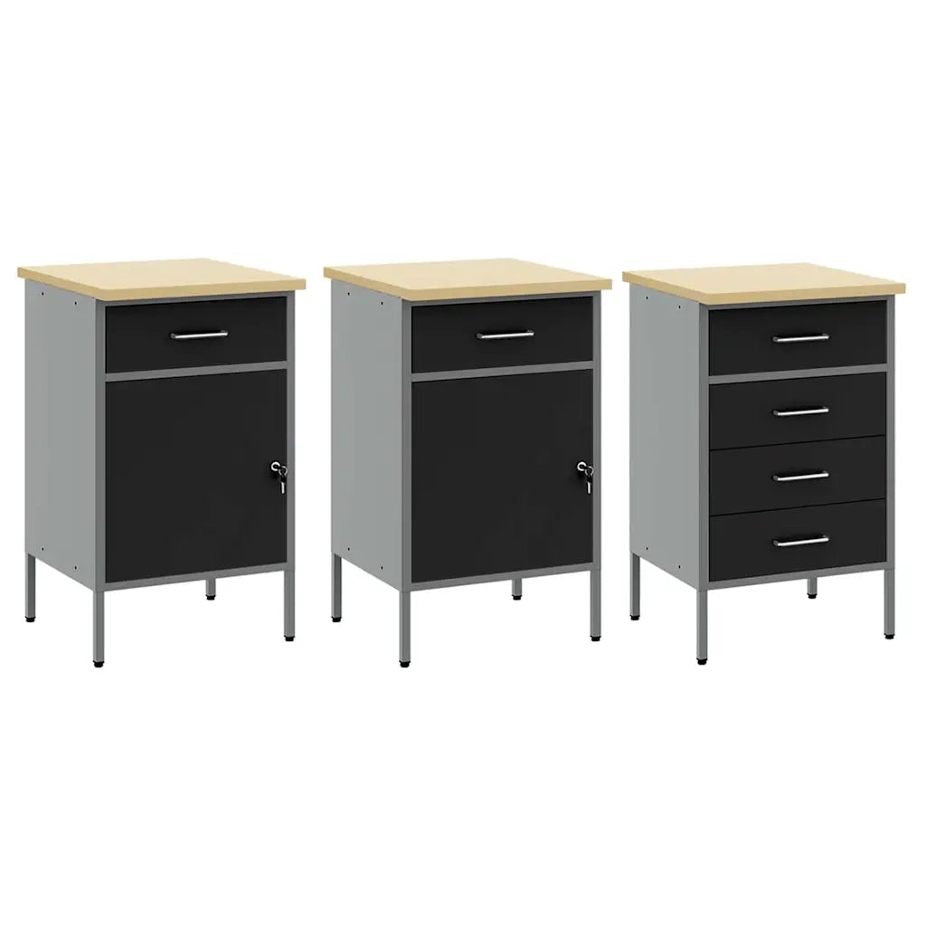 Set di mobili da lavoro con cassetto con blocco 8 pcs Nero 3321444