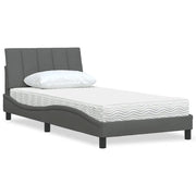 Letto con Materasso Hanko Grigio Scuro 100x200 cm in Tessuto