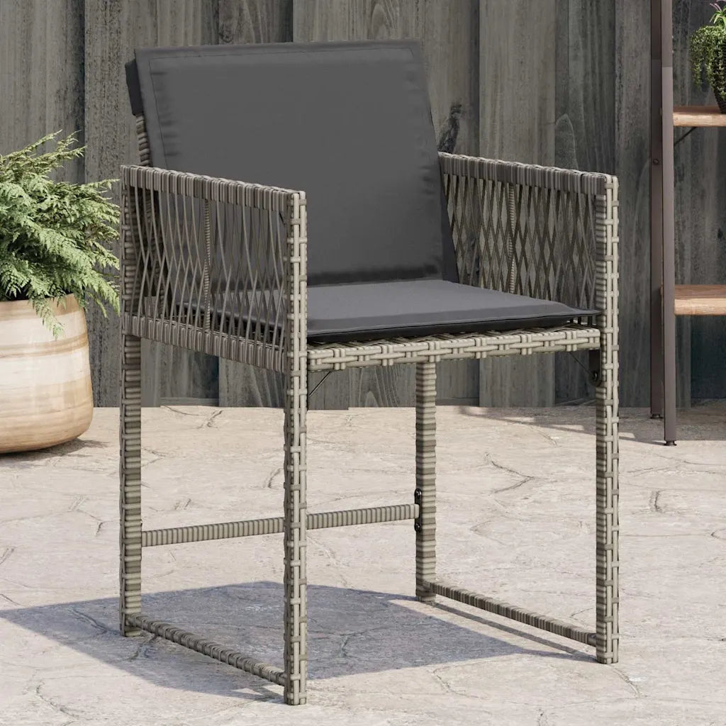 Sedie da Giardino con Cuscini 4 pz | Sedie da Esterno Grigio in Polyrattan