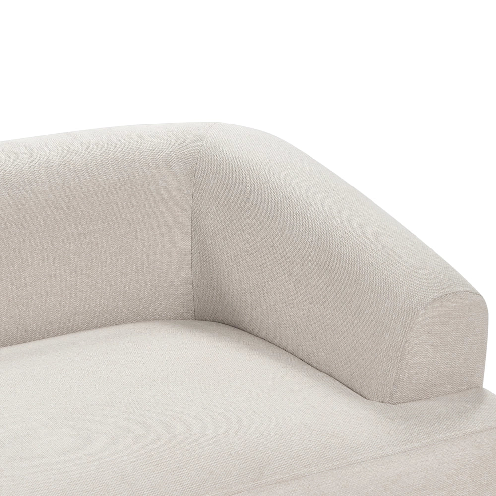 Divano angolare a 3 posti a sinistra Beige Tessuto imbottito Binario Braccioli aggiuntivi Cuscini Stile moderno minimalista
