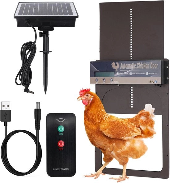 Porta galline automatica con energia solare e sensore di luce | Installazione facile con telecomando