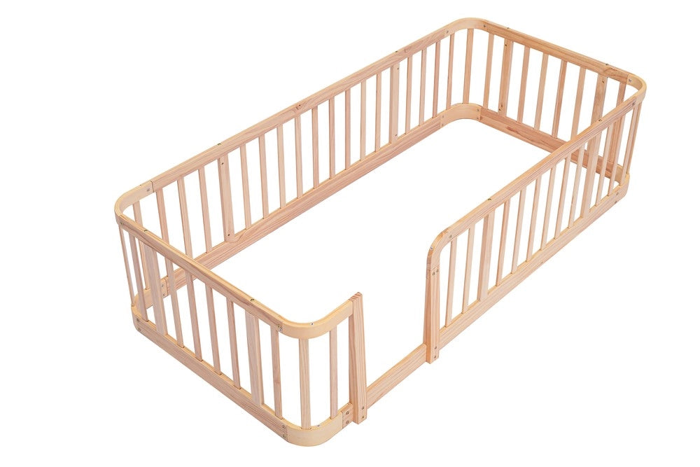 Box Gioco Bambini in Legno Naturale ¨C Xylo ¨C 140x200 cm, Sbarre Arrotondate, Sicurezza