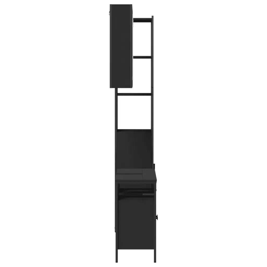 Set di Mobili da Bagno 3 pz Nero in Legno Multistrato
