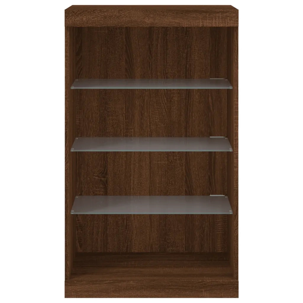 Credenza | Madia | Buffet da pranzo | Armadio da pranzo con Luci LED Rovere Marrone 60,5x37x100 cm