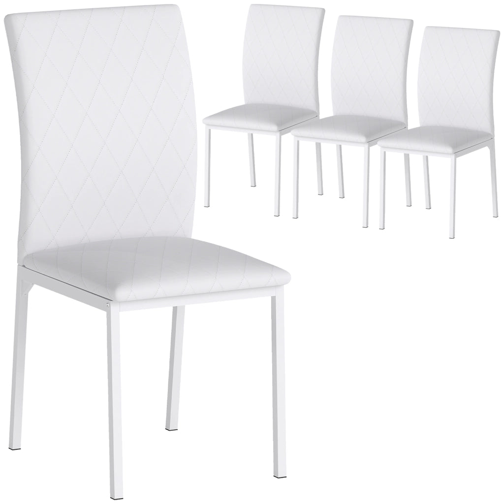 Set 4 Sedie da Pranzo ¨C zephmum ¨C Imbottite in Tessuto, Struttura in Metallo, Bianco, 41x50x91cm