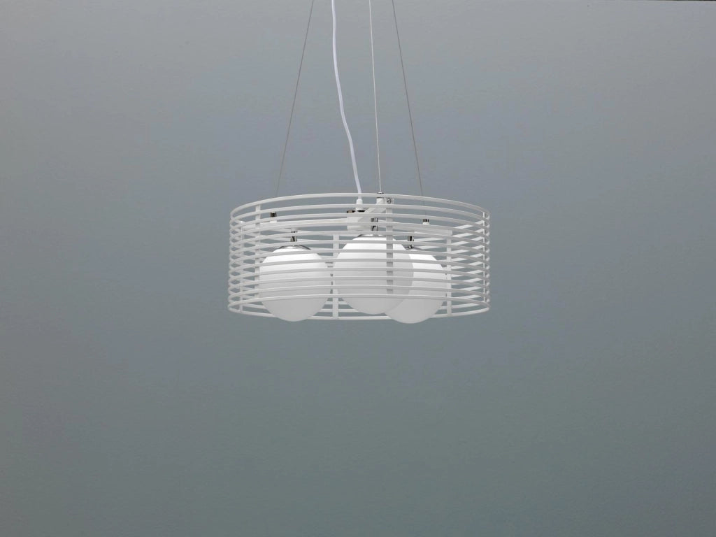 Gabbia - Lampada a sospensione in metallo bianco