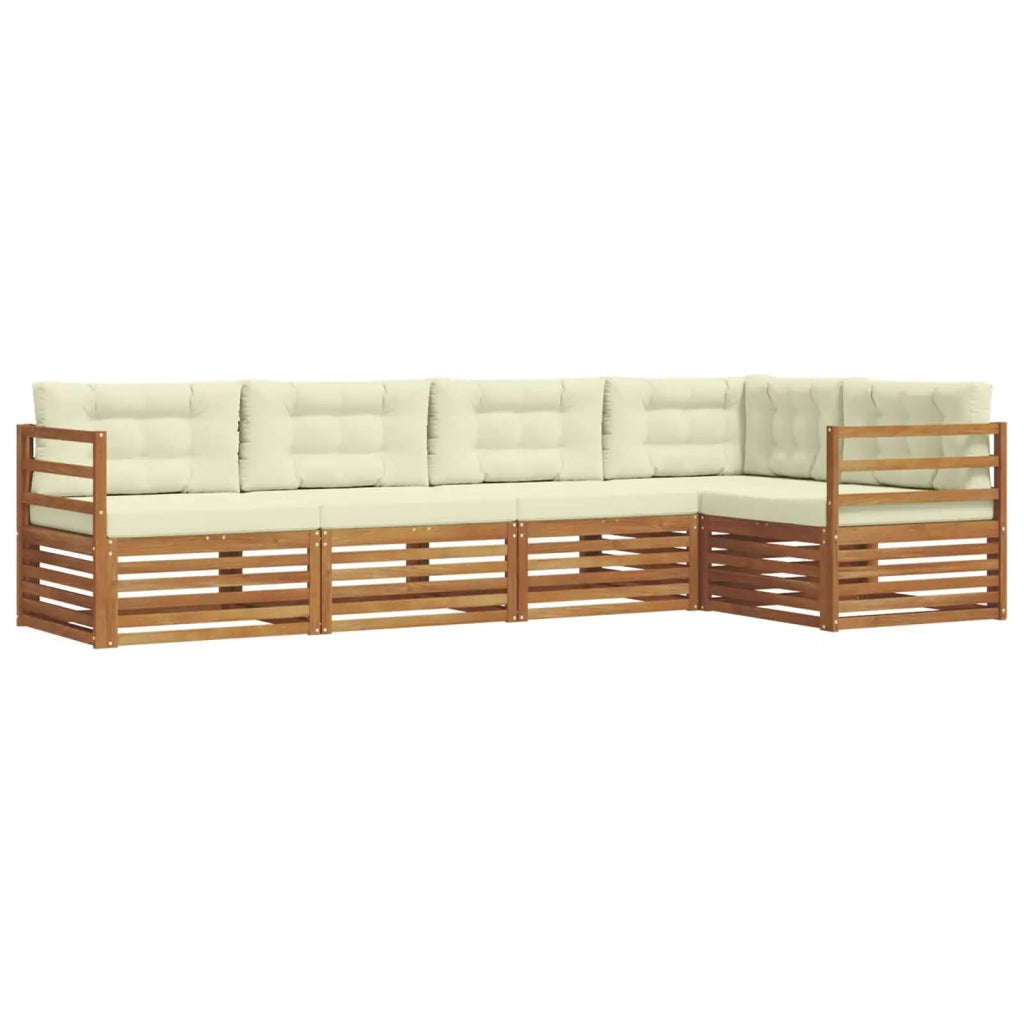 Set di divani da esterno con cuscino 5 pcs Naturale e Crema