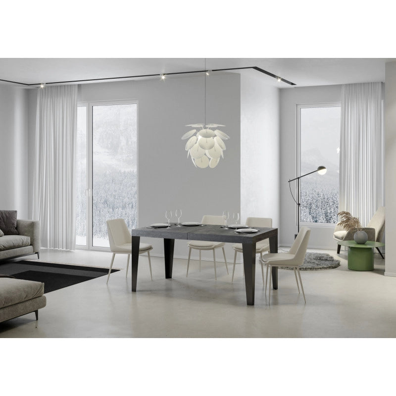 Tavolo allungabile 160/244x80 cm Flame telaio Antracite - Cemento