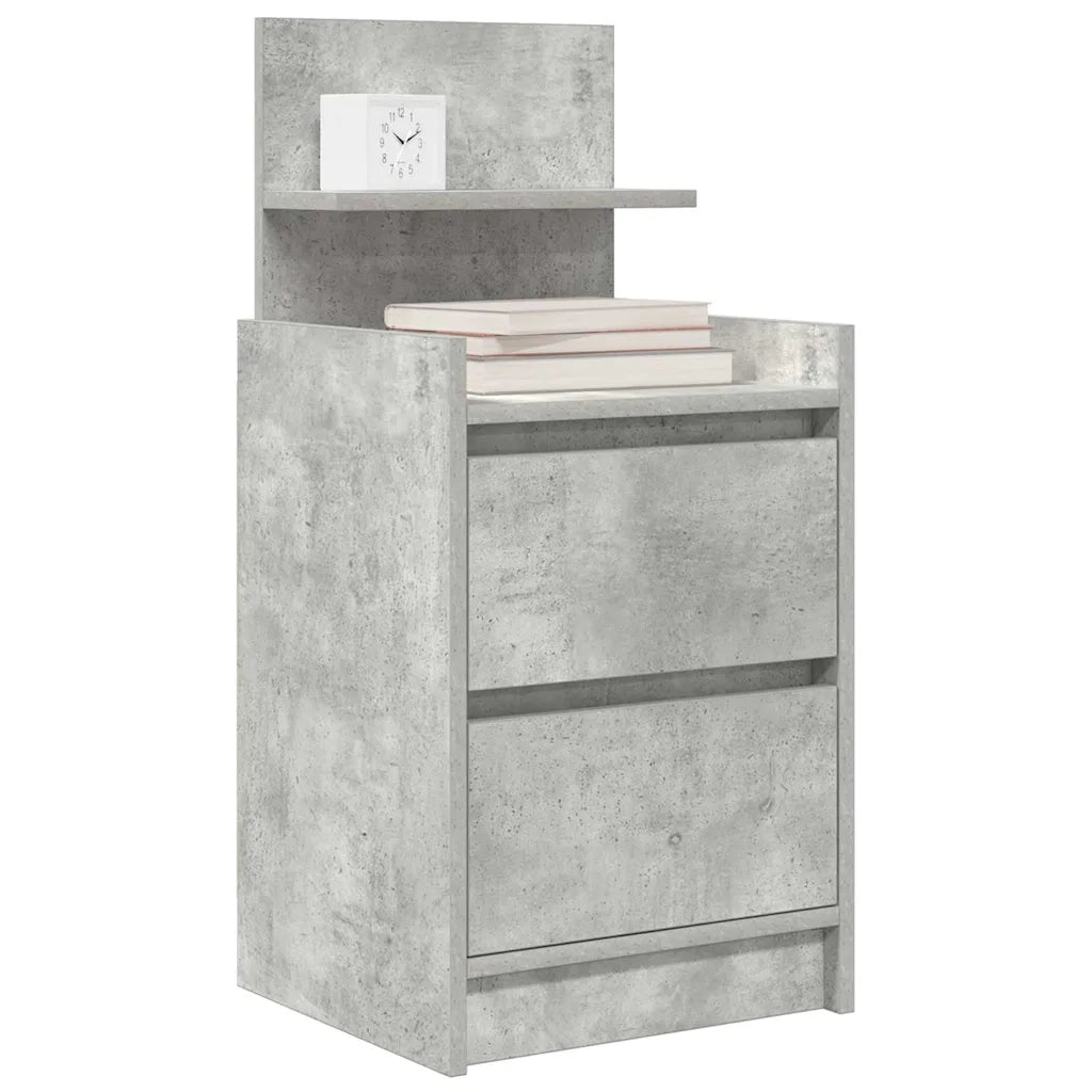 Comodini con 2 Cassetti 2 pz Grigio Cemento 38x34x80 cm 861362