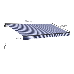 TENDA DA SOLE 396x300 cm Blu in poliestere con manovella