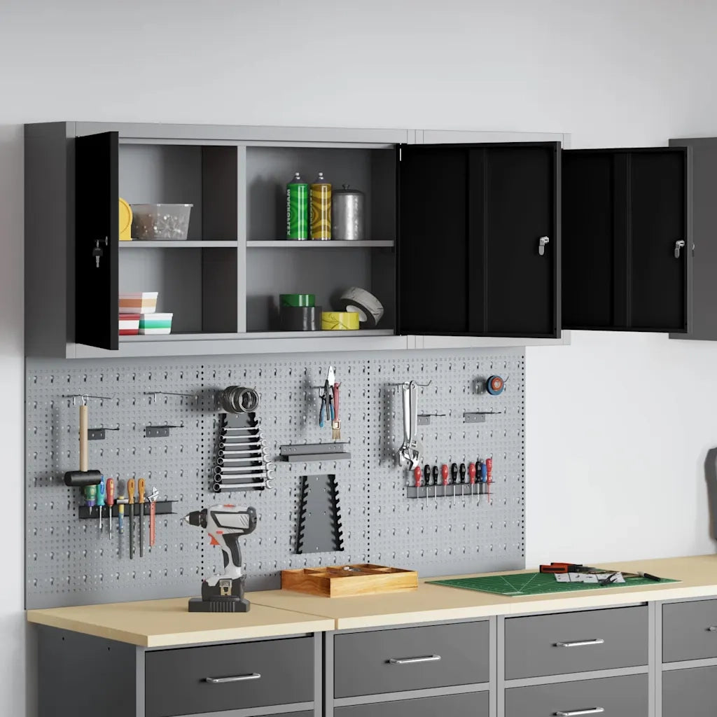 Set di armadi per attrezzi con lo scaffale 5 pcs Nero 3321400