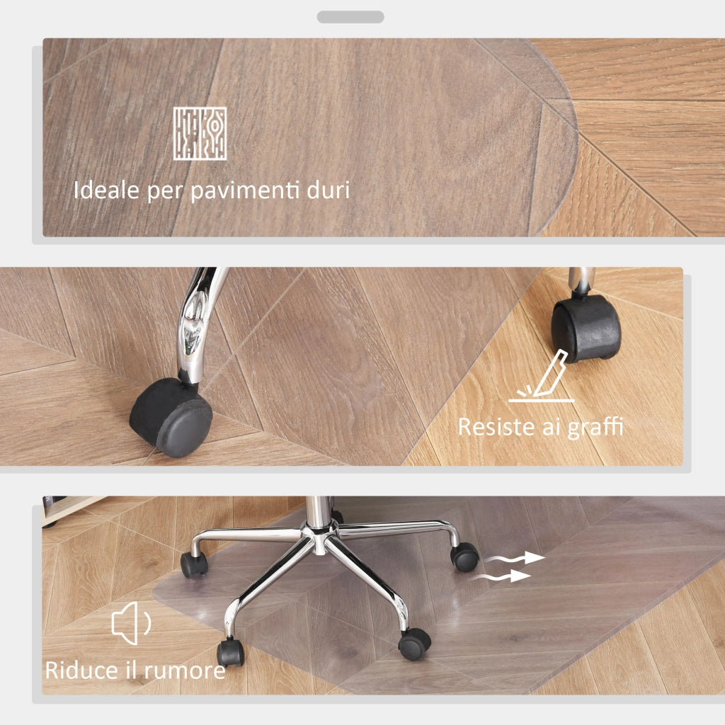 Tappetino per Sedia Ufficio Salvapavimento Antiscivolo in Plastica, 90x120cm, Trasparente