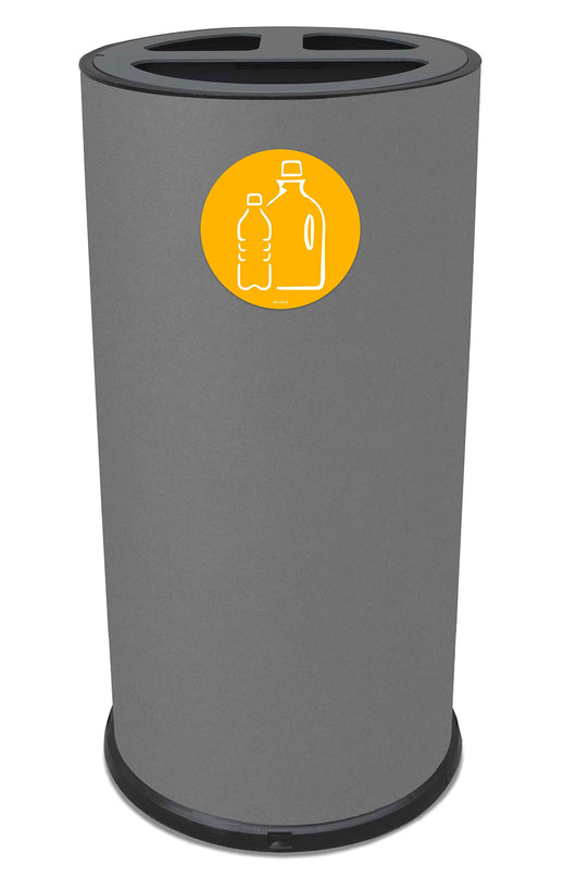 Pattumiera Per Raccolta Differenziata Ø35xh72 cm In Acciaio Verniciato 4 Scomparti Grigio