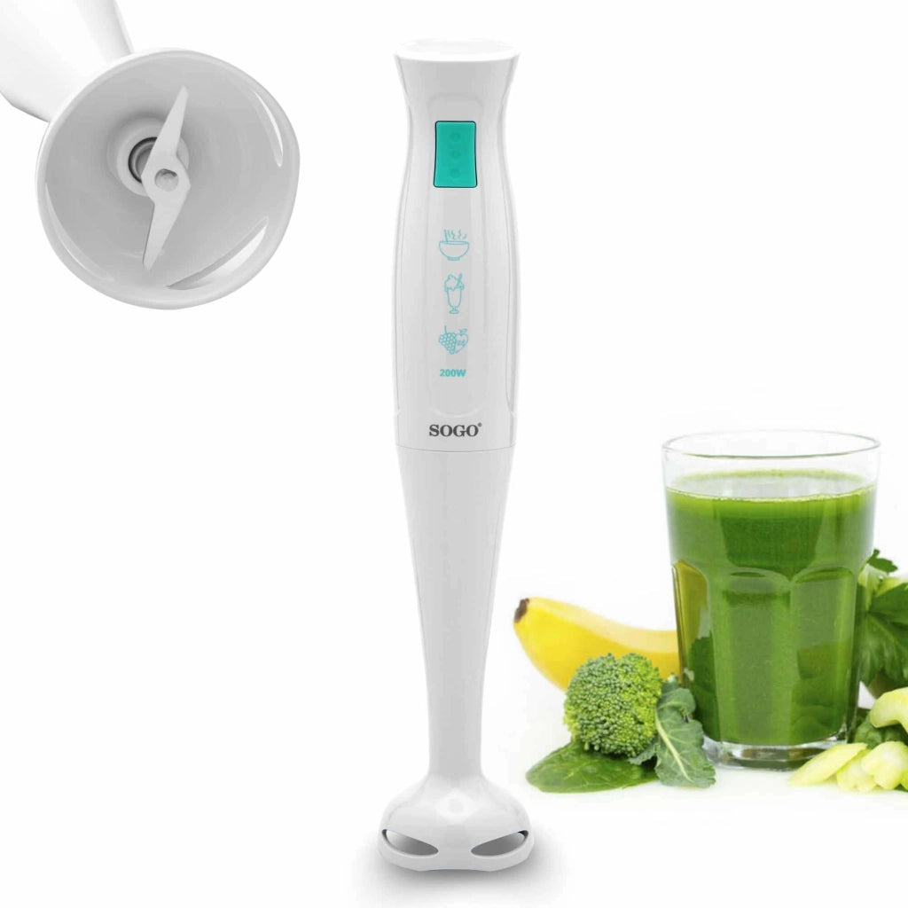 Frullatore a immersione elettrico, lame acciaio inox, corpo plastica piede smontabile 200W, cucina frullati salse - SOGO