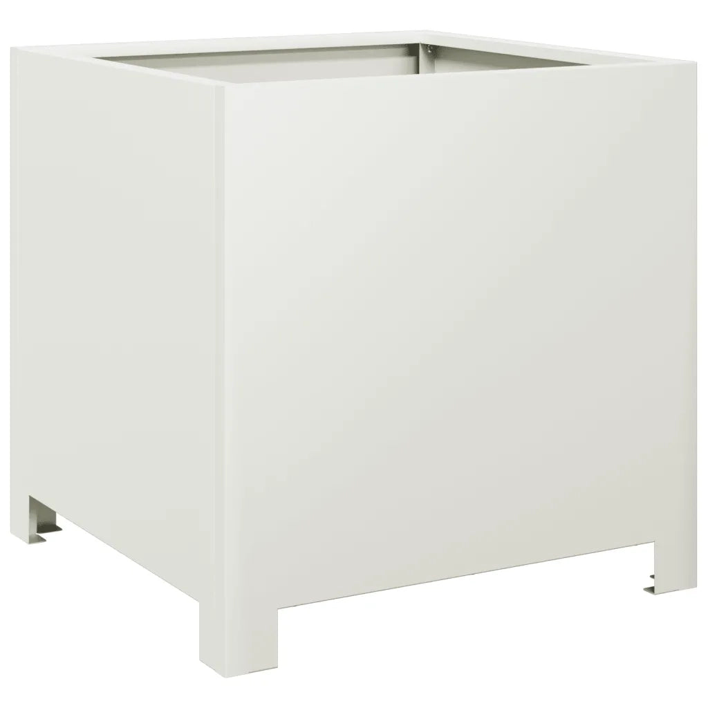 Fioriera da Giardino-Vaso da Esterno Bianca 40x40x40 cm in Acciaio 553446
