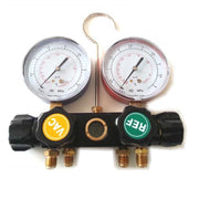 GRUPPO MANOMETRICO MANOMETRO DOPPIO FREON R32 R410A ATTACCO 5/16 4 VIE - UNIVERSALE
