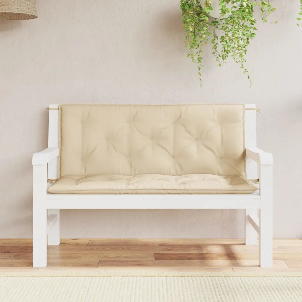 Cuscini Panca da Giardino 2 pz-Set di 2 Cuscini per panchina da esterno Beige 120x50x7 cm Tessuto Oxford