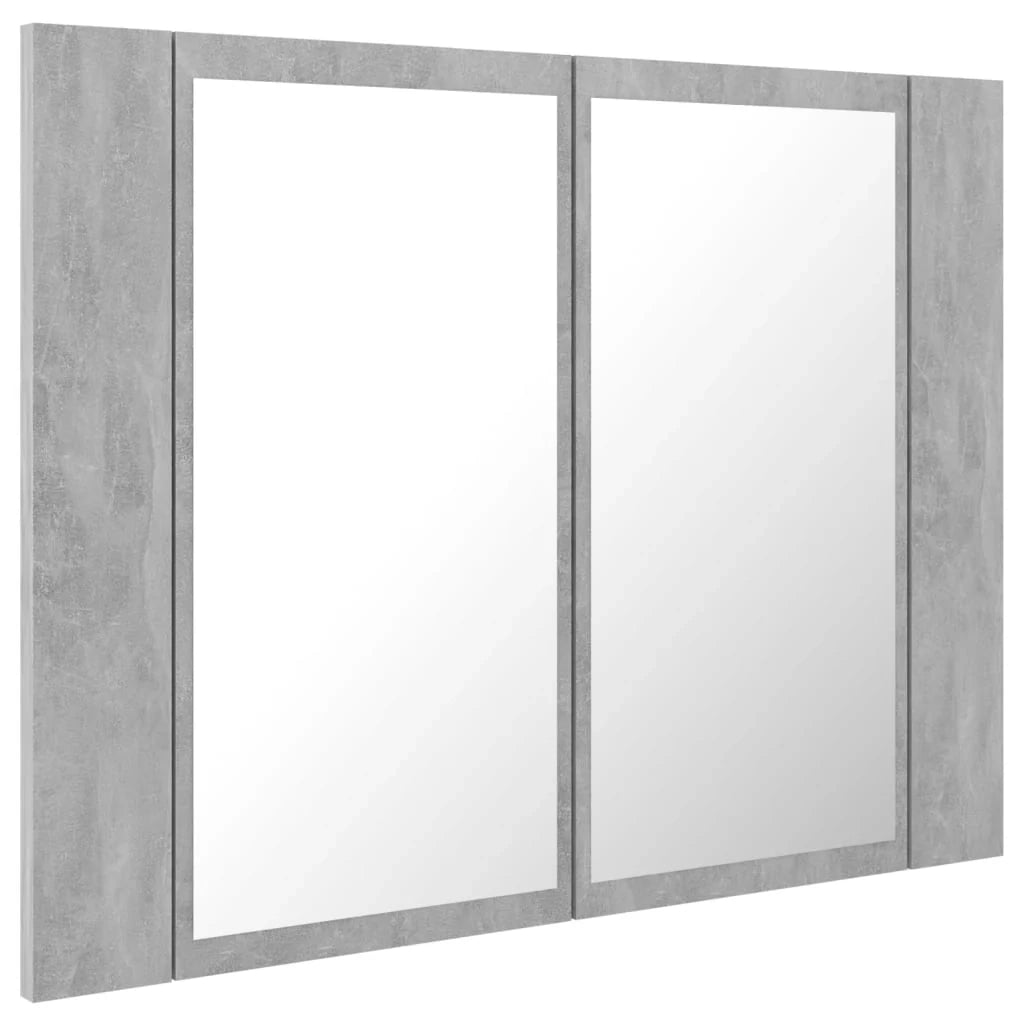 Mobiletto specchio da bagno 60 x 12 x 45 cm LED grigio cemento acrilico 02_0006608