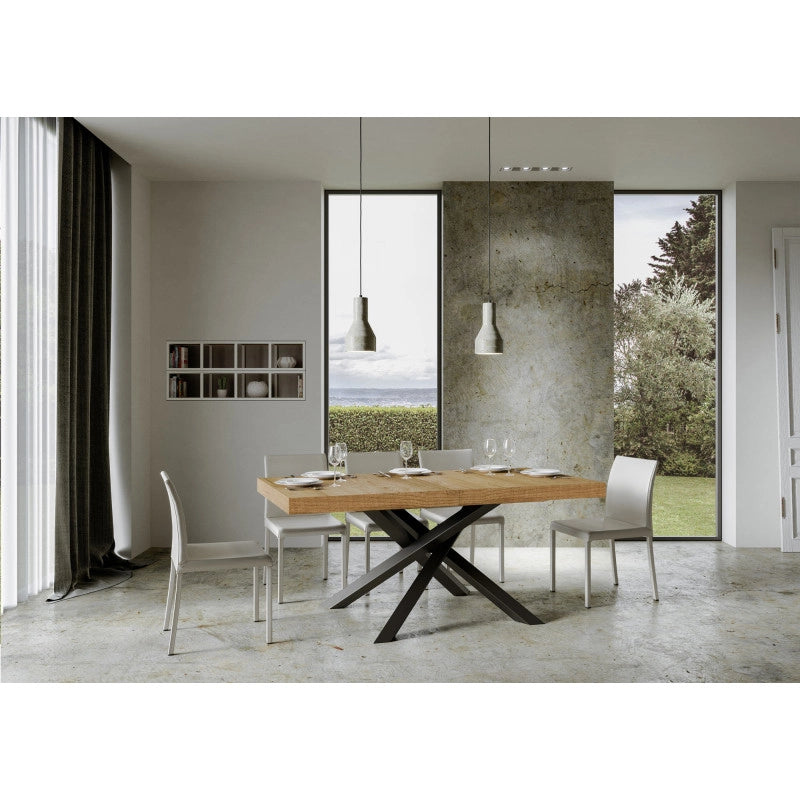 Tavolo allungabile 200/304x90 cm Volantis telaio Antracite - Quercia Natura