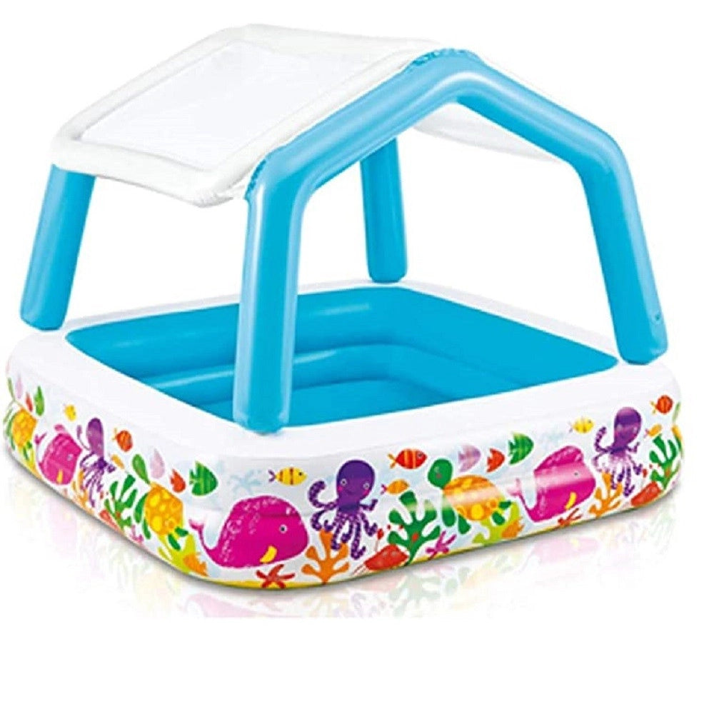Trade Shop - Piscina Acquario Parasole Rimovibile Multicolore Gonfiabile 157x157x122cm 57470 -